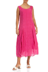 Sleeveless Balloon Hot Pink Light Silk Dress 3