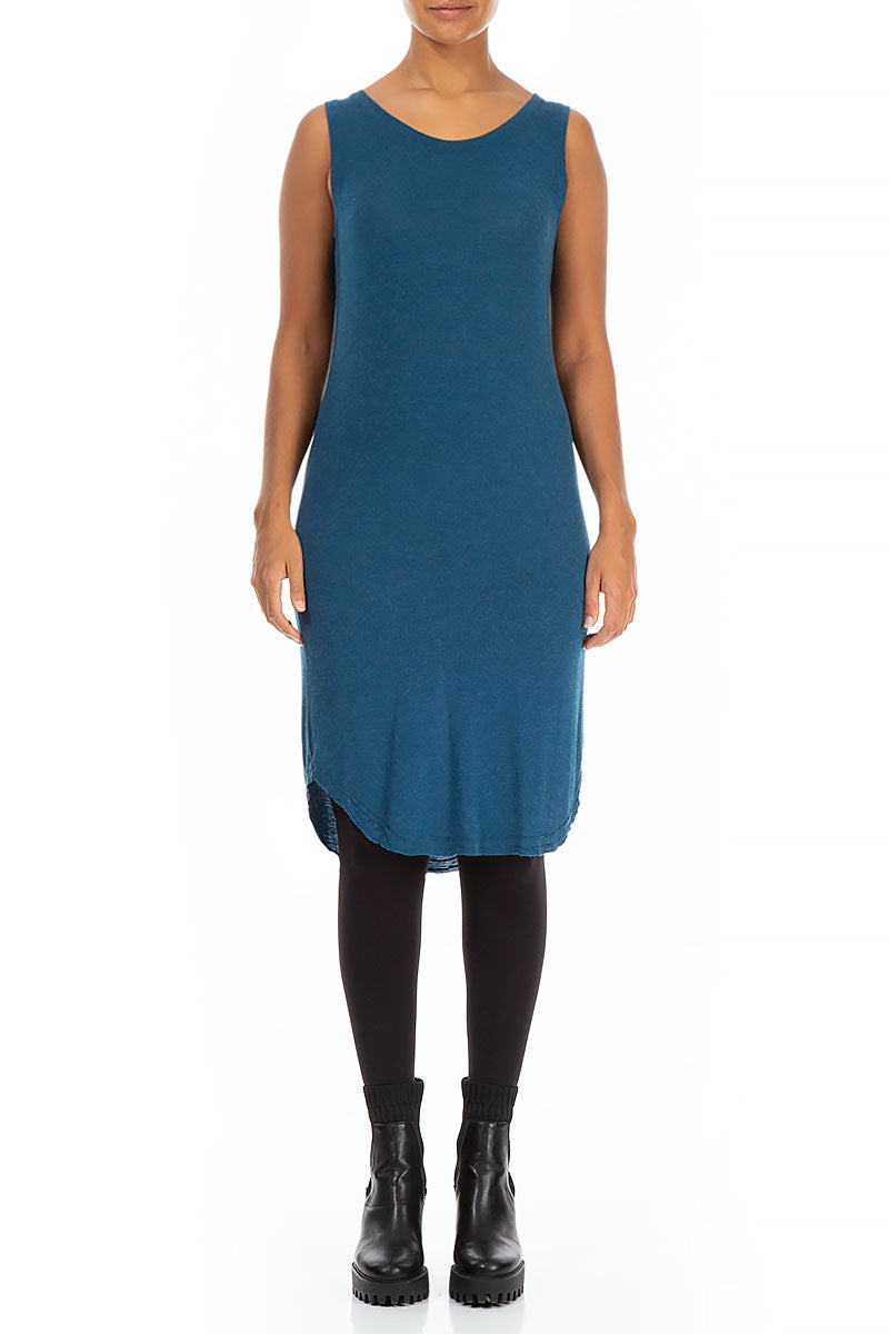 Sleeveless Blue Viscose Angora Dress 1