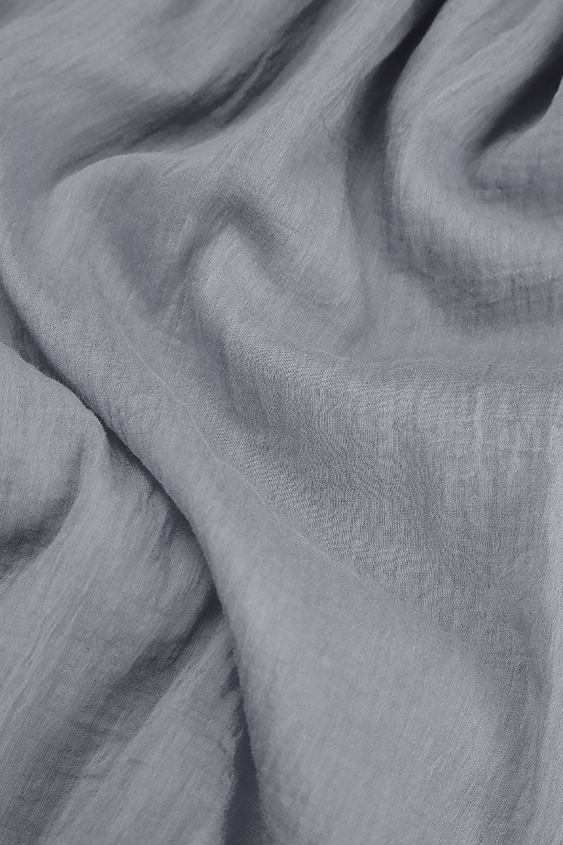 Sleeveless Storm Grey Silk Cotton Shift Dress 5