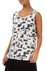 Sleeveless White & Black Letters Cotton Top 3