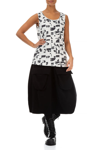 Sleeveless White &amp; Black Letters Cotton Top 4