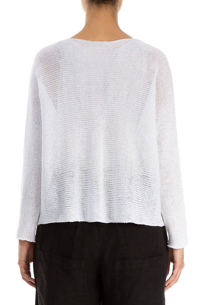 Street Art Pockets White Linen Jumper 2