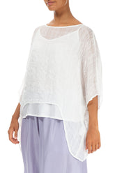 White Textured Kaftan Silk Blouse 3