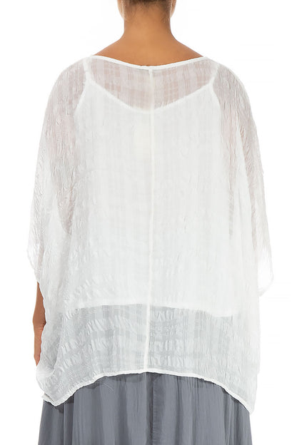 White Textured Kaftan Silk Blouse 2