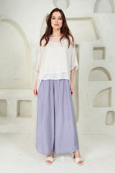 White Textured Kaftan Silk Blouse 6