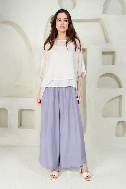 White Textured Kaftan Silk Blouse 6