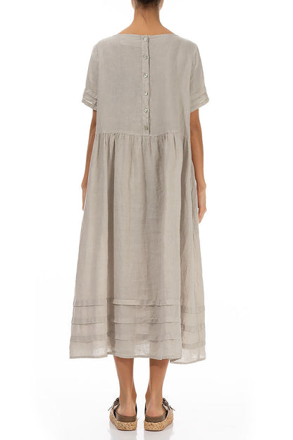 Tucks Decorated Natural Linen Dress 2