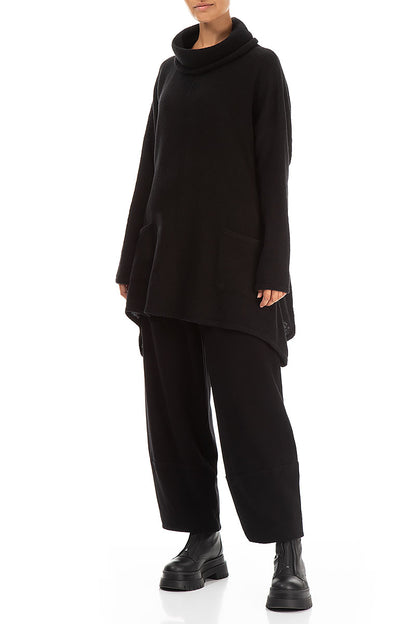 Longer Back Turtleneck Black Wool Sweater 4