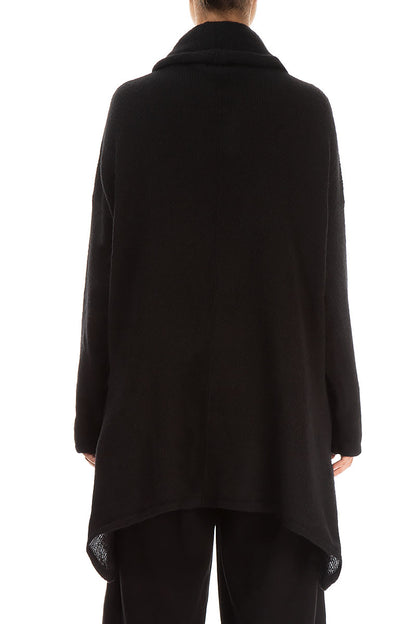 Longer Back Turtleneck Black Wool Sweater 2