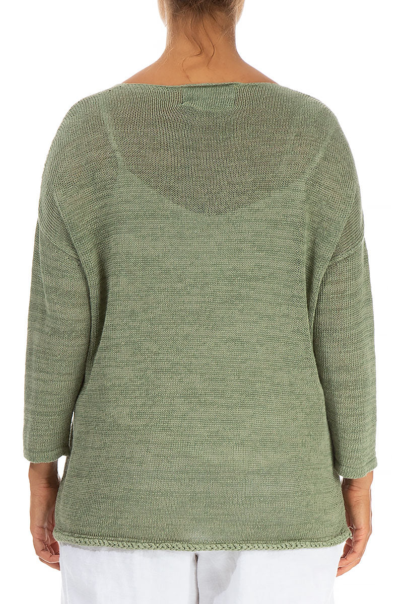 Twisted Plait Pistachio Linen Jumper 2