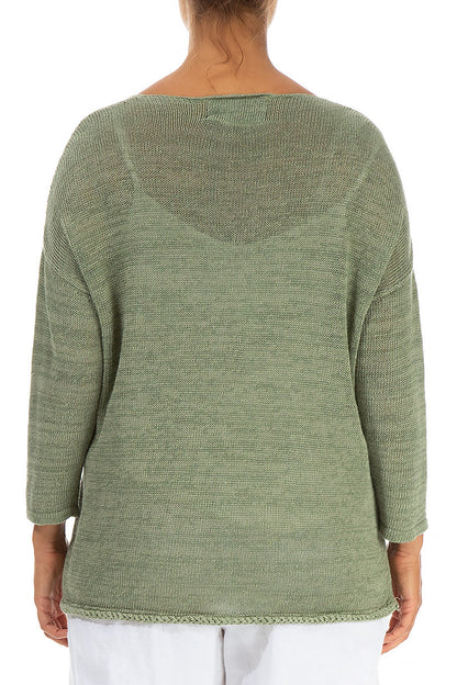 Twisted Plait Pistachio Linen Jumper 2