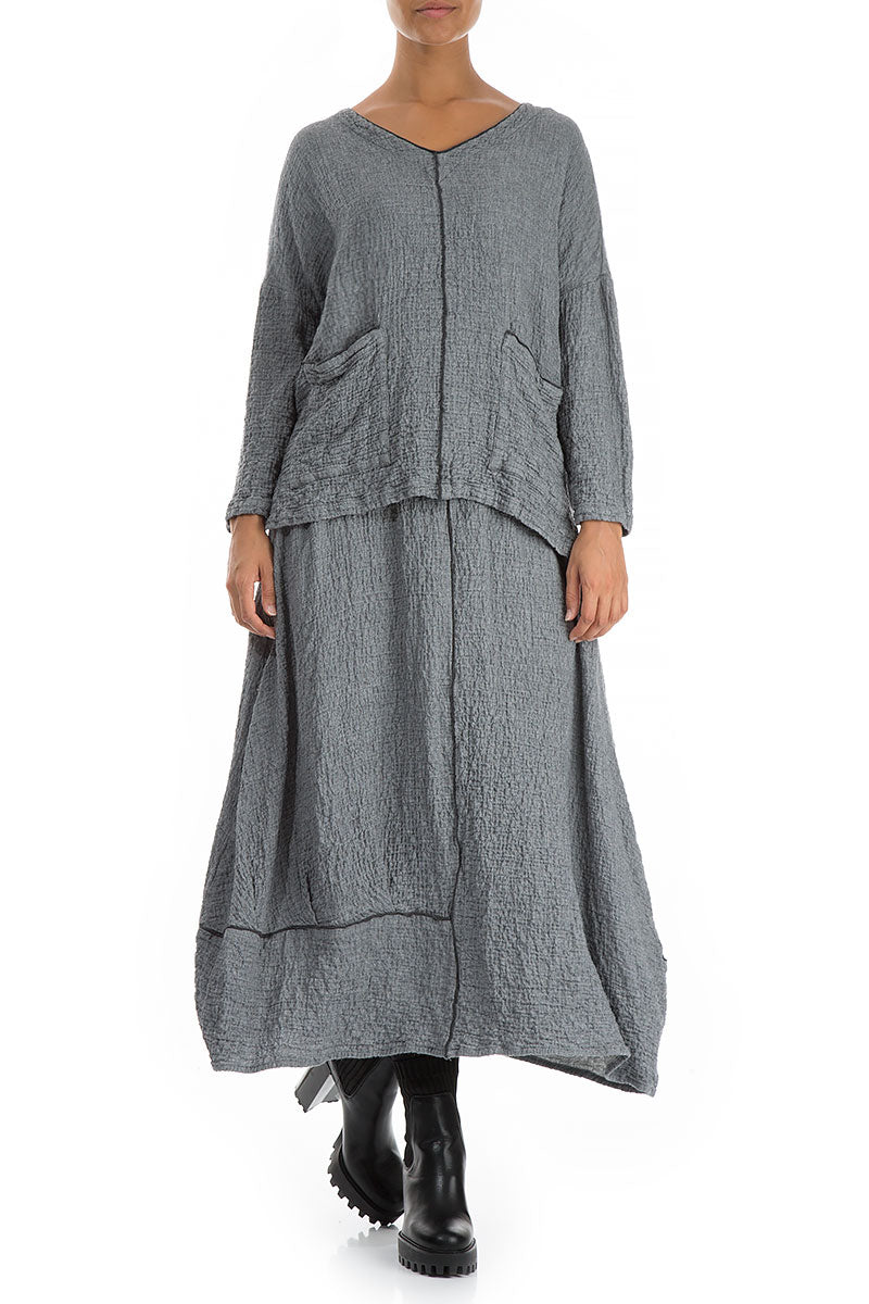 V-Neck Grey Wool Blouse 3