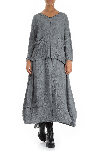 V-Neck Grey Wool Blouse 3