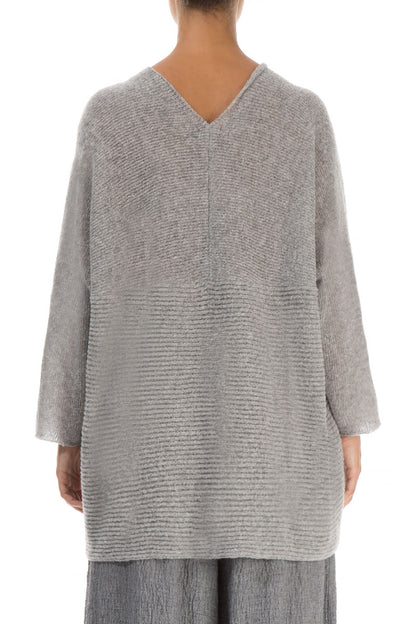 V-Neck Light Grey Wool Sweater 2