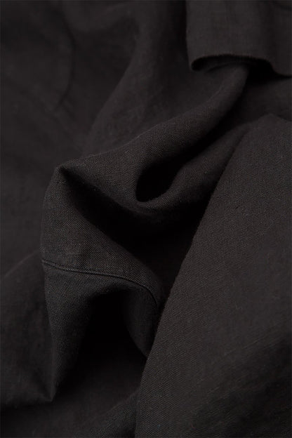 Wide Pure Black Linen Trousers 3
