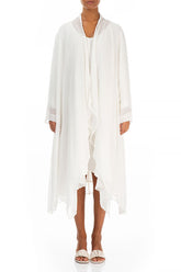 White Dotty Silk Waterfall Jacket 1