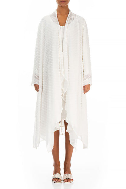 White Dotty Silk Waterfall Jacket 1