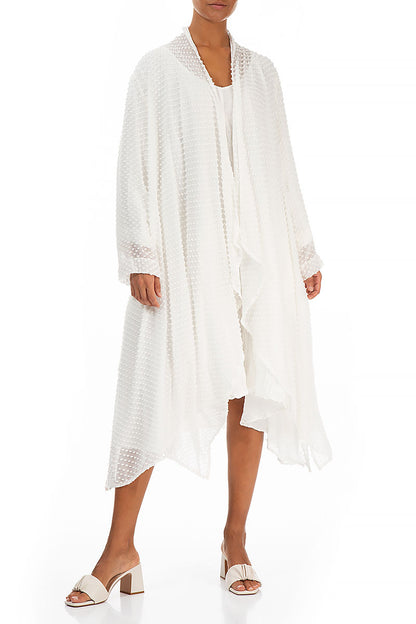 White Dotty Silk Waterfall Jacket 3