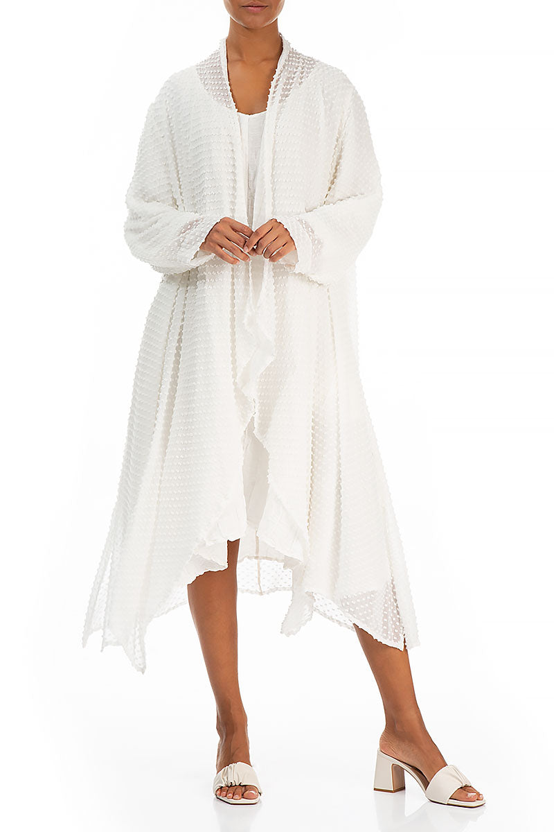 White Dotty Silk Waterfall Jacket 4