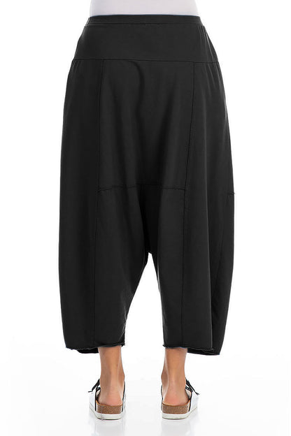Wide Baggy Black Cotton Trousers 2