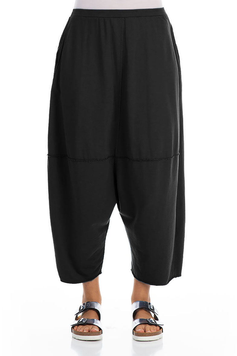 Wide Baggy Black Cotton Trousers 1