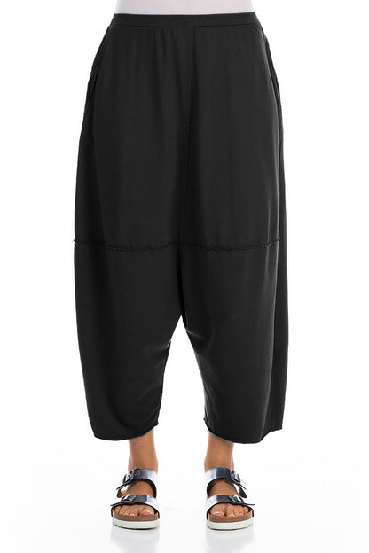 Wide Baggy Black Cotton Trousers 1