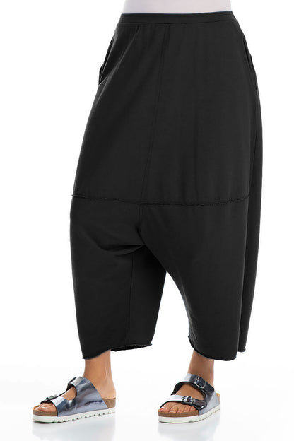Wide Baggy Black Cotton Trousers 3