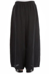 Wide Pure Black Linen Trousers 2