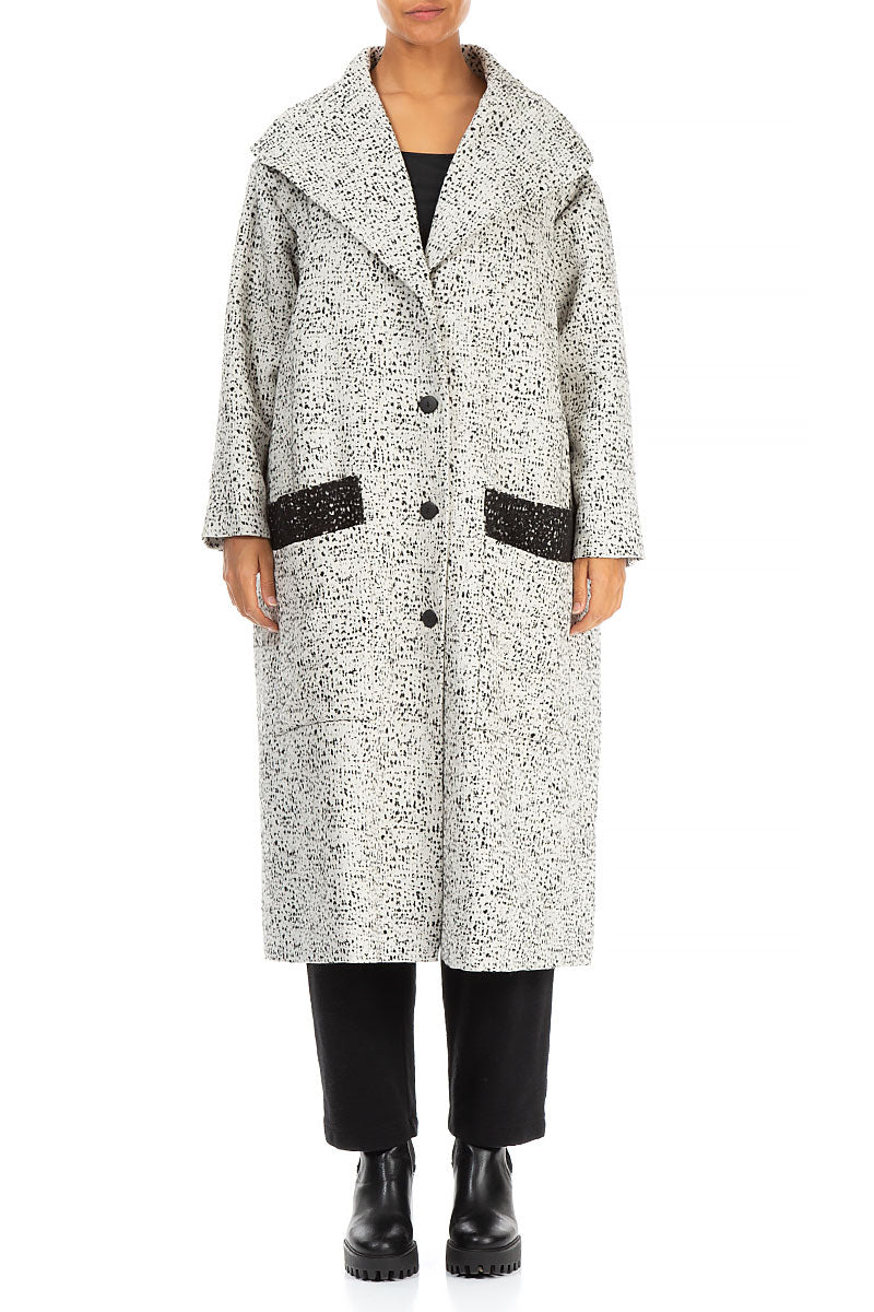 Wide Collar Dotty Wool Swing Coat 1