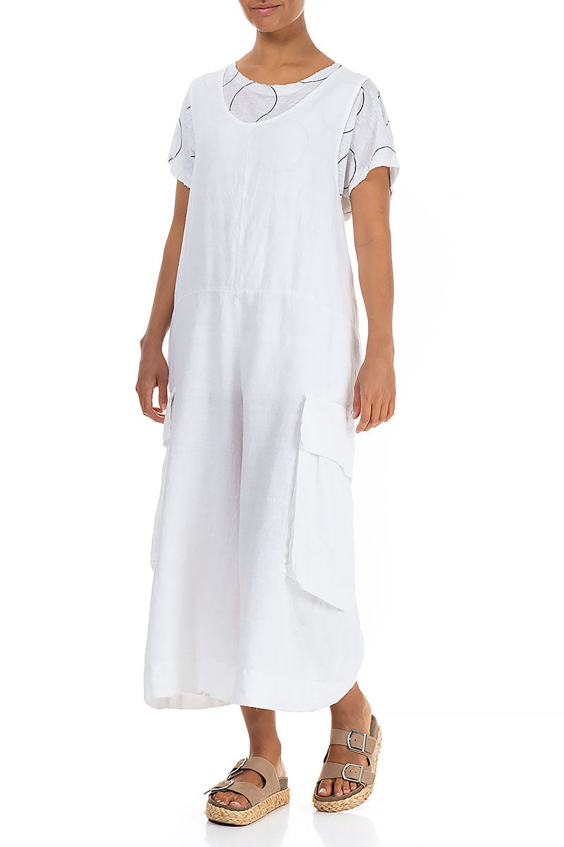 Wide Loose White Linen Jumpsuit 3