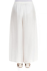 Wide White Silk Bamboo Trousers 2