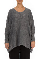 Wide Boxy Grey Wool Sweater 1