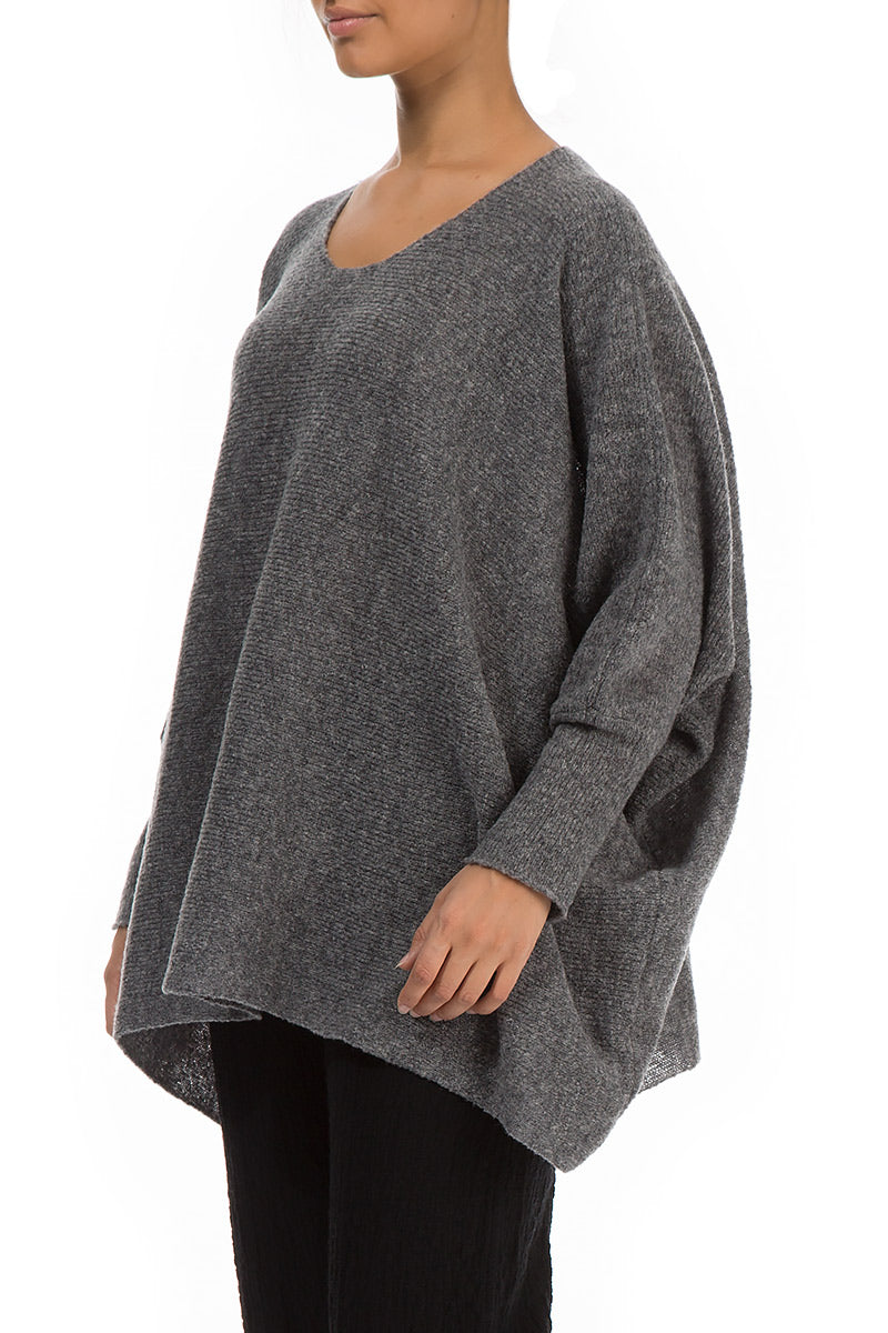 Wide Boxy Grey Wool Sweater 3