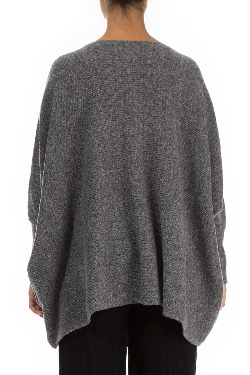 Wide Boxy Grey Wool Sweater 2