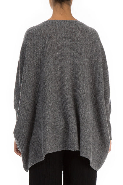Wide Boxy Grey Wool Sweater 2